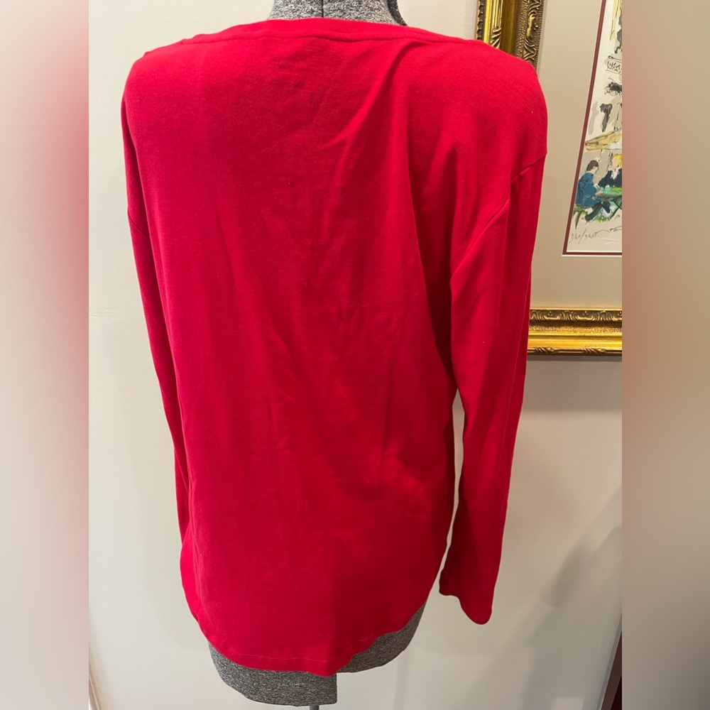🆕Crown & Ivy NWT perfectly Pima all cotton long sleeve red ladies tshirt 1X soft - Picture 4 of 13
